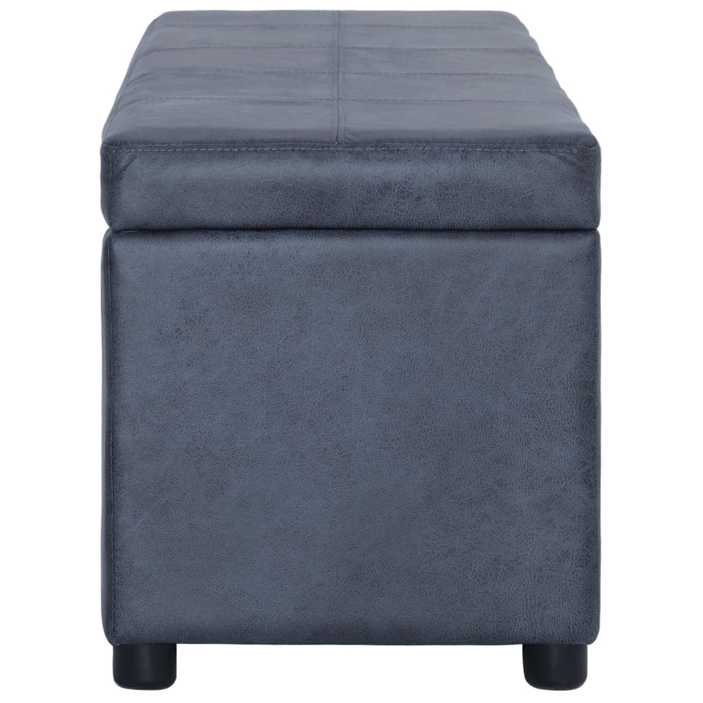 Szürke művelúr pad tárolórekesszel 116 cm