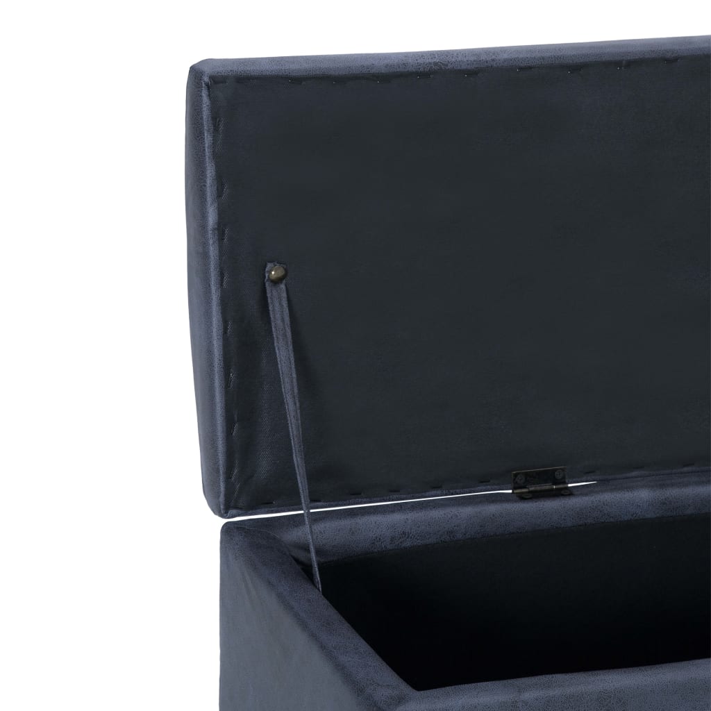 Szürke művelúr pad tárolórekesszel 116 cm