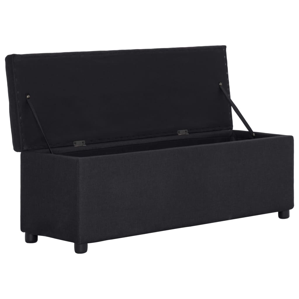 Fekete poliészter pad tárolórekesszel 116 cm