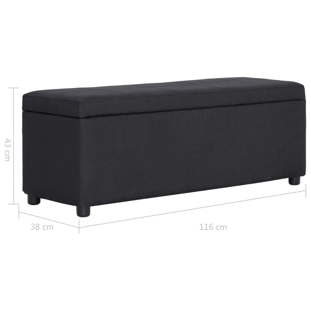 Fekete poliészter pad tárolórekesszel 116 cm