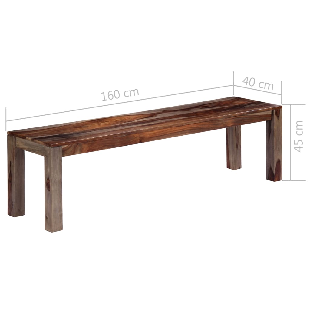 Szürke tömör kelet-indiai rózsafa pad 160 cm Szürke tömör kelet-indiai rózsafa pad 160 cm
