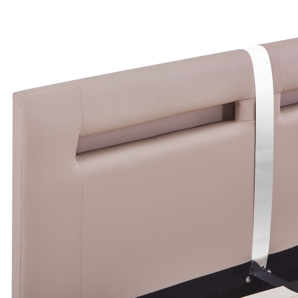 Cappuccino színű led-es műbőr ágykeret 120 x 200 cm