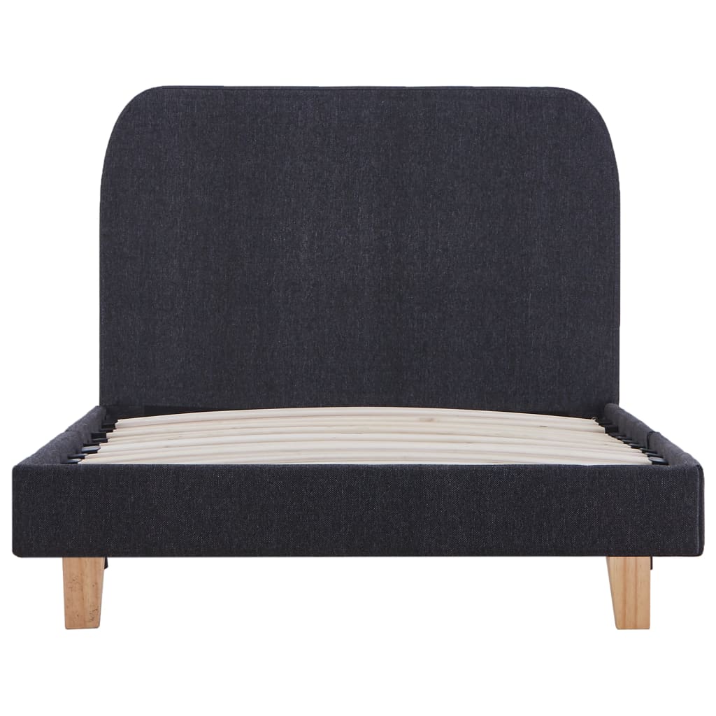 Sötétszürke szövetkárpitozású ágykeret 90 x 200 cm