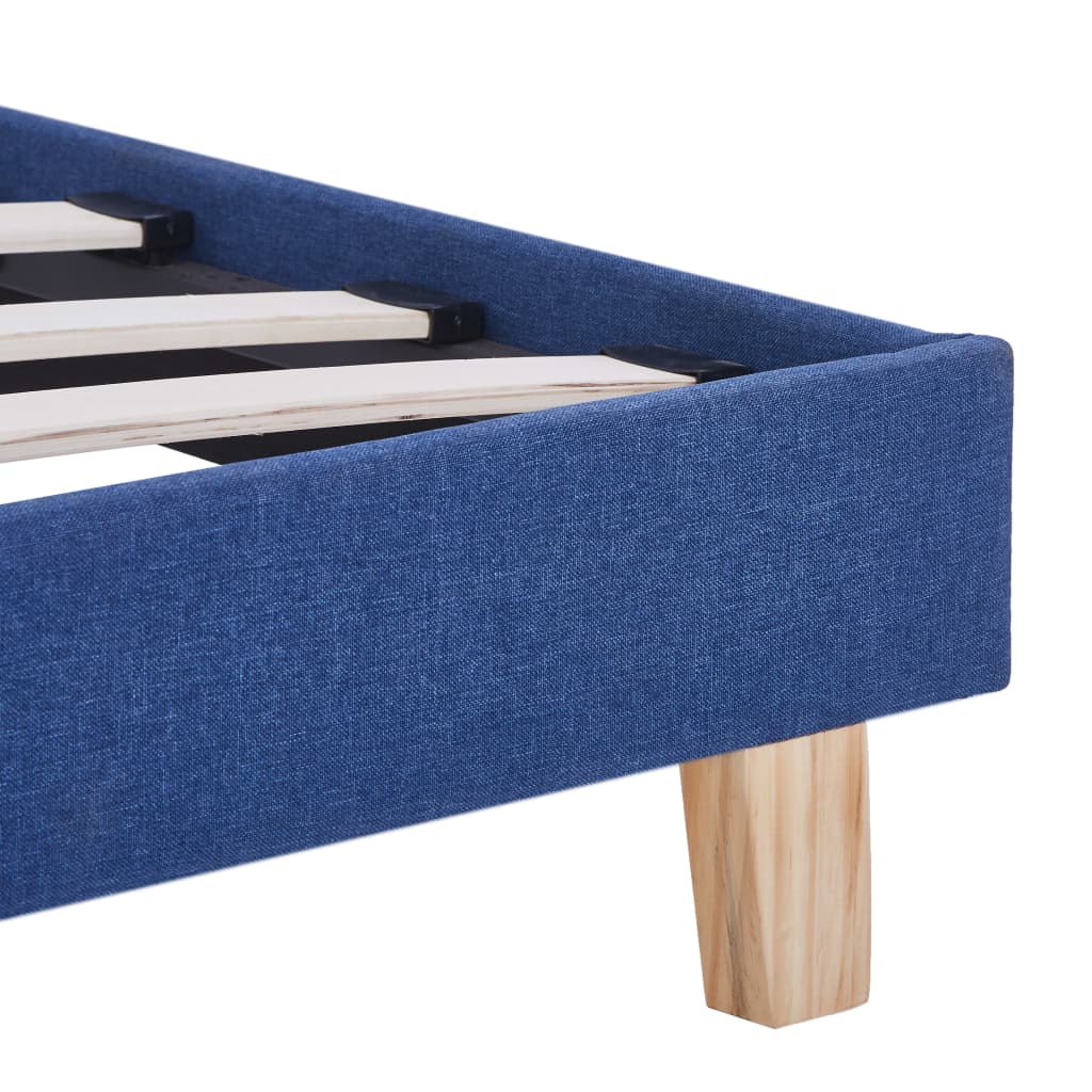 Kék szövetkárpitozású ágykeret 90 x 200 cm