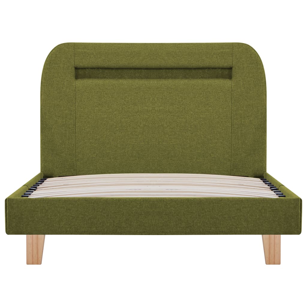 Zöld szövetkárpitozású led-es ágykeret 90 x 200 cm