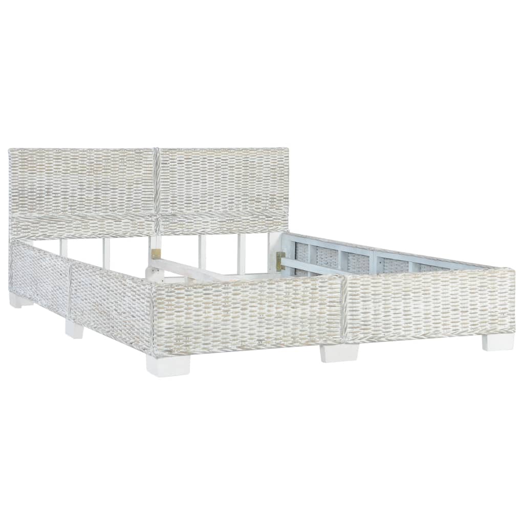 Szürke természetes rattan ágykeret 140 x 200 cm