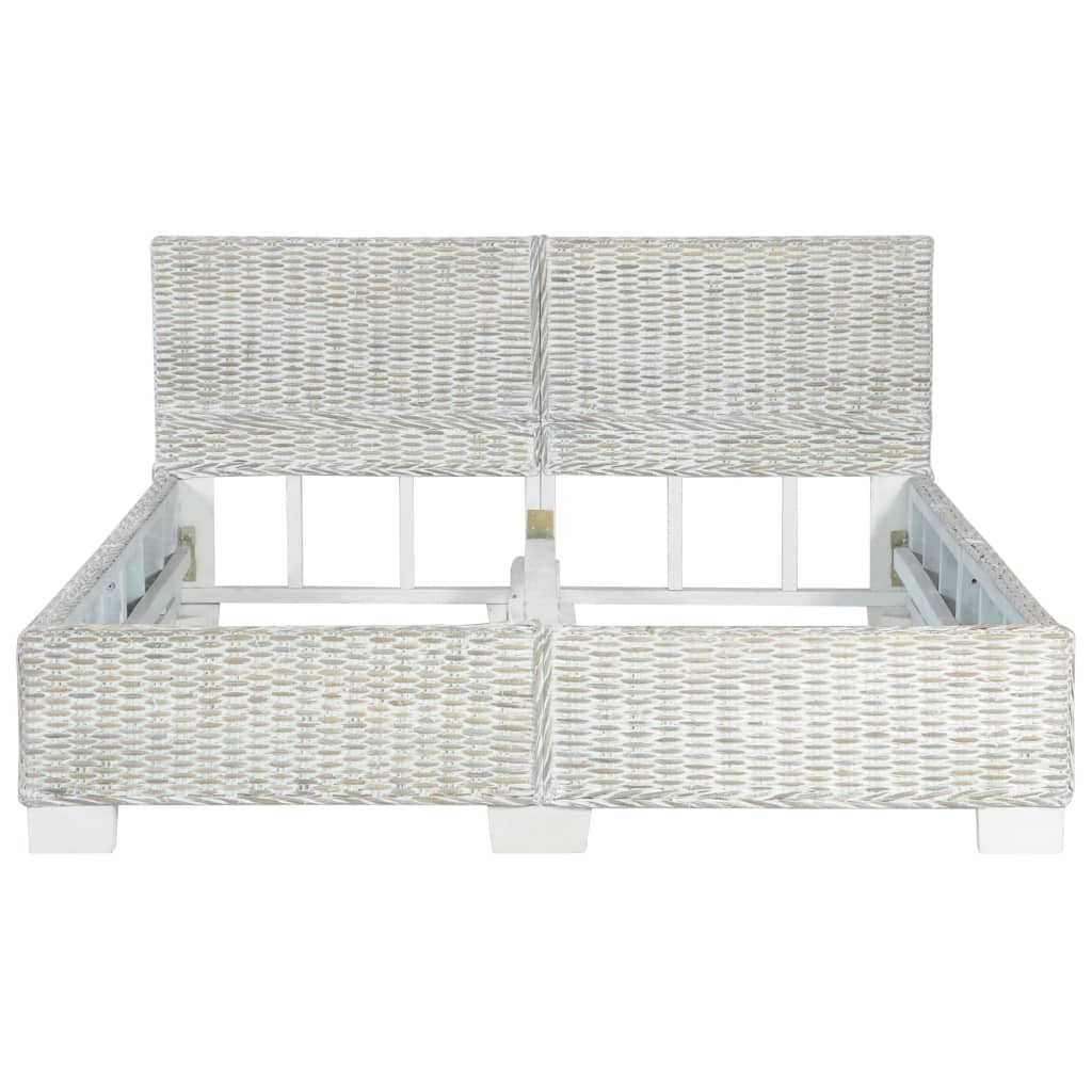 Szürke természetes rattan ágykeret 140 x 200 cm