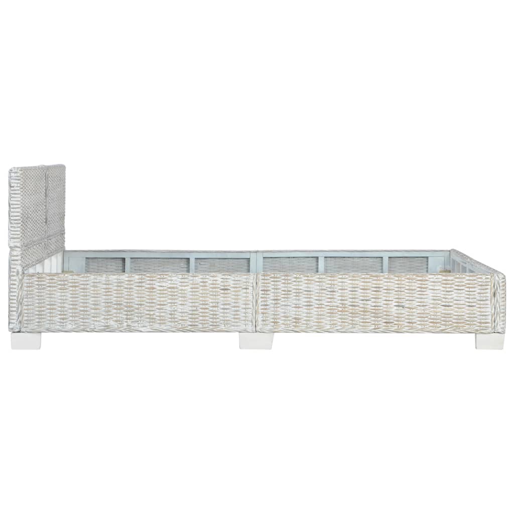 Szürke természetes rattan ágykeret 140 x 200 cm