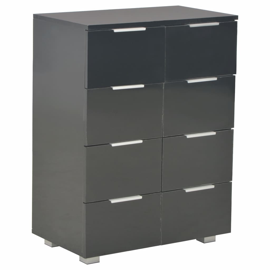 Fekete magasfényű forgácslap tálalószekrény 60 x 35 x 76 cm Fekete magasfényű forgácslap tálalószekrény 60 x 35 x 76 cm
