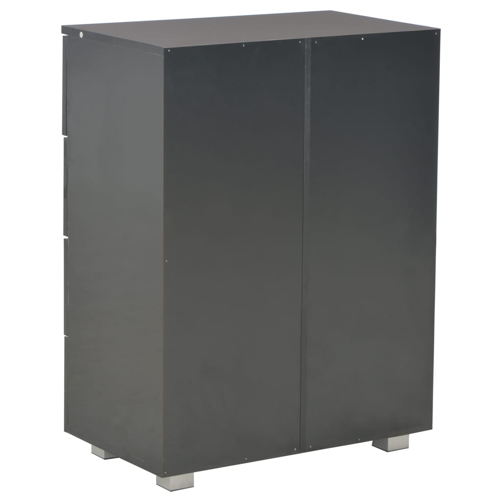 Fekete magasfényű forgácslap tálalószekrény 60 x 35 x 76 cm Fekete magasfényű forgácslap tálalószekrény 60 x 35 x 76 cm