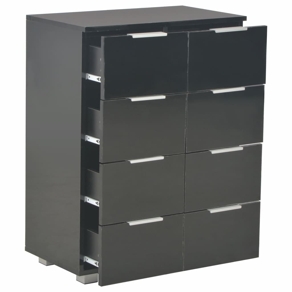 Fekete magasfényű forgácslap tálalószekrény 60 x 35 x 76 cm Fekete magasfényű forgácslap tálalószekrény 60 x 35 x 76 cm