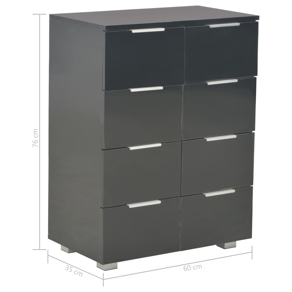 Fekete magasfényű forgácslap tálalószekrény 60 x 35 x 76 cm Fekete magasfényű forgácslap tálalószekrény 60 x 35 x 76 cm