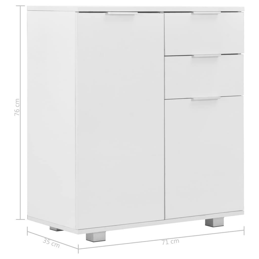 Magasfényű fehér forgácslap tálalószekrény 71 x 35 x 76 cm Magasfényű fehér forgácslap tálalószekrény 71 x 35 x 76 cm