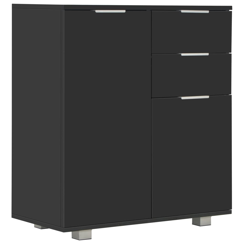 Magasfényű fekete forgácslap tálalószekrény 71 x 35 x 76 cm Magasfényű fekete forgácslap tálalószekrény 71 x 35 x 76 cm
