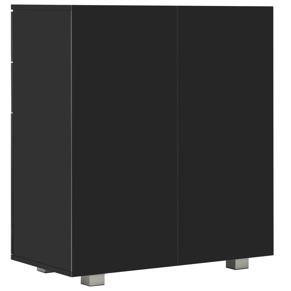 Magasfényű fekete forgácslap tálalószekrény 71 x 35 x 76 cm Magasfényű fekete forgácslap tálalószekrény 71 x 35 x 76 cm
