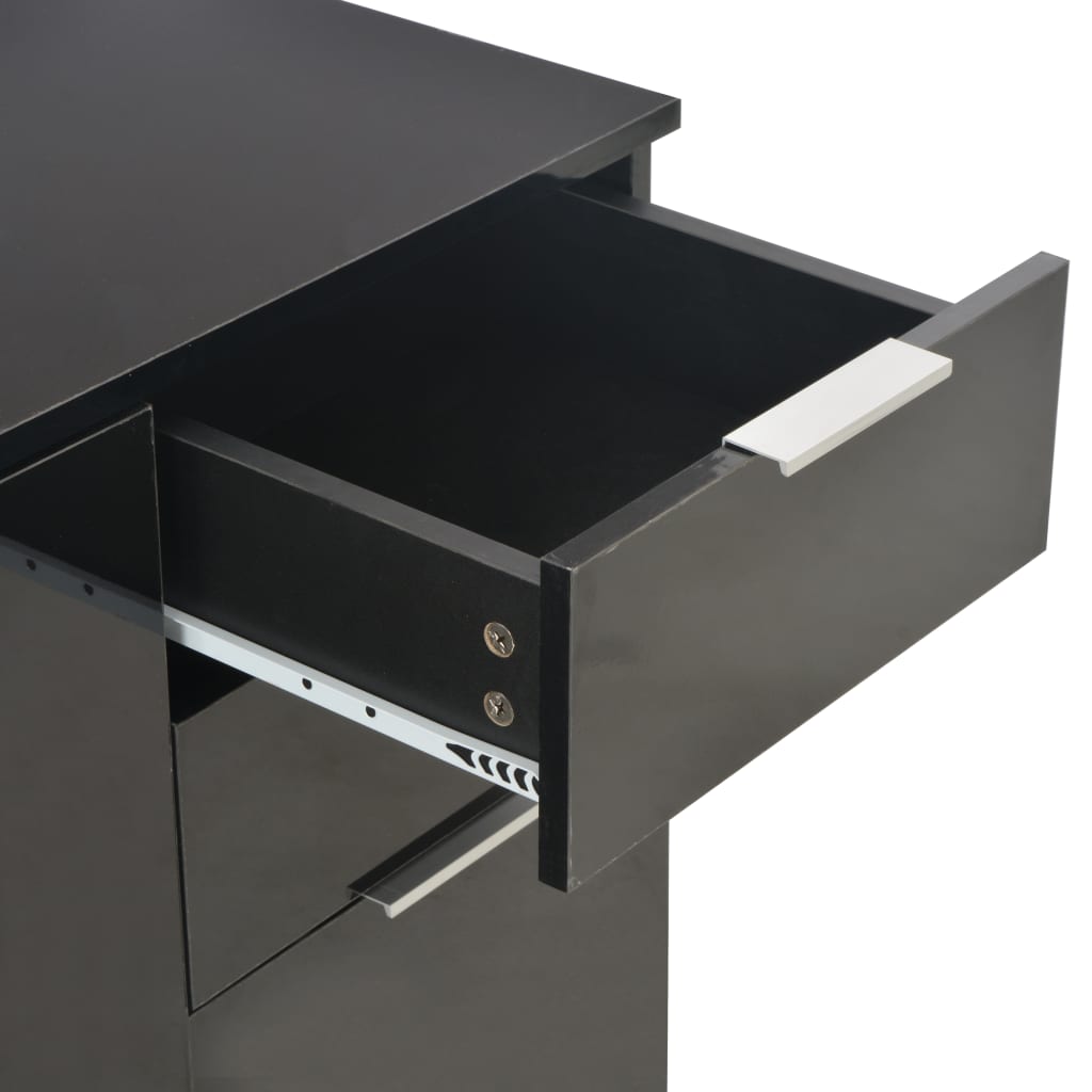 Magasfényű fekete forgácslap tálalószekrény 71 x 35 x 76 cm Magasfényű fekete forgácslap tálalószekrény 71 x 35 x 76 cm