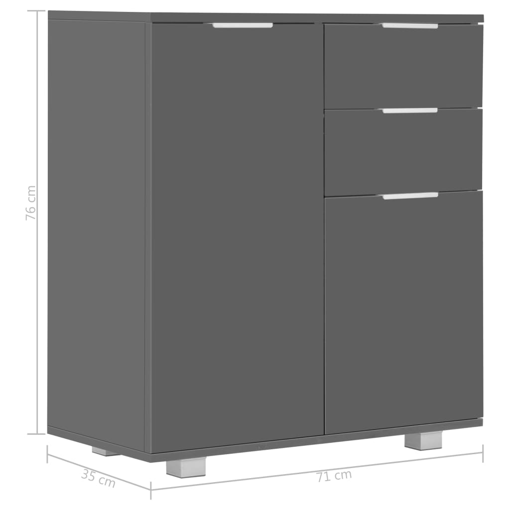 Magasfényű szürke forgácslap tálalószekrény 71 x 35 x 76 cm Magasfényű szürke forgácslap tálalószekrény 71 x 35 x 76 cm