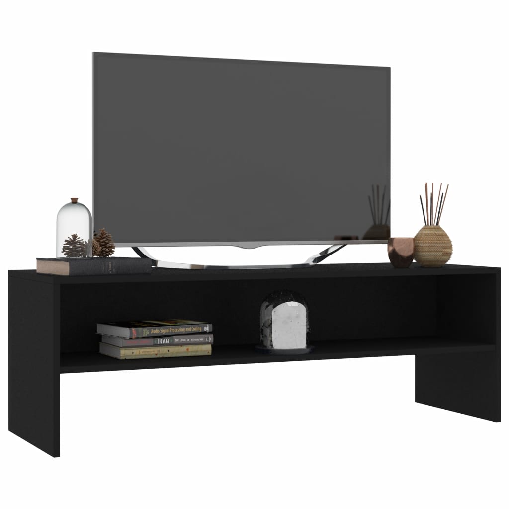 Fekete forgácslap tv-szekrény 120 x 40 x 40 cm Fekete forgácslap tv-szekrény 120 x 40 x 40 cm