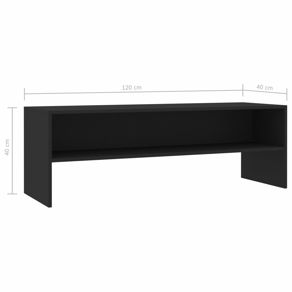 Fekete forgácslap tv-szekrény 120 x 40 x 40 cm Fekete forgácslap tv-szekrény 120 x 40 x 40 cm
