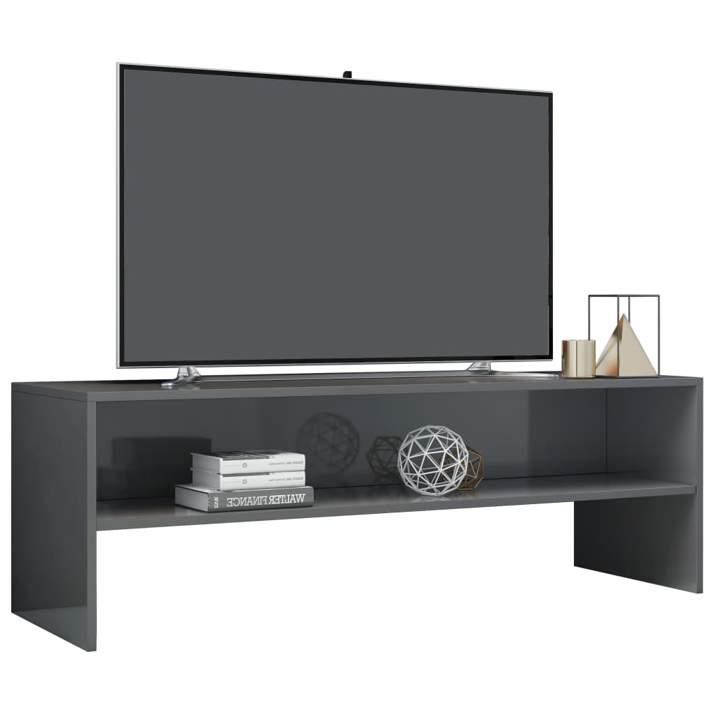 Magasfényű szürke forgácslap tv-szekrény 120 x 40 x 40 cm Magasfényű szürke forgácslap tv-szekrény 120 x 40 x 40 cm