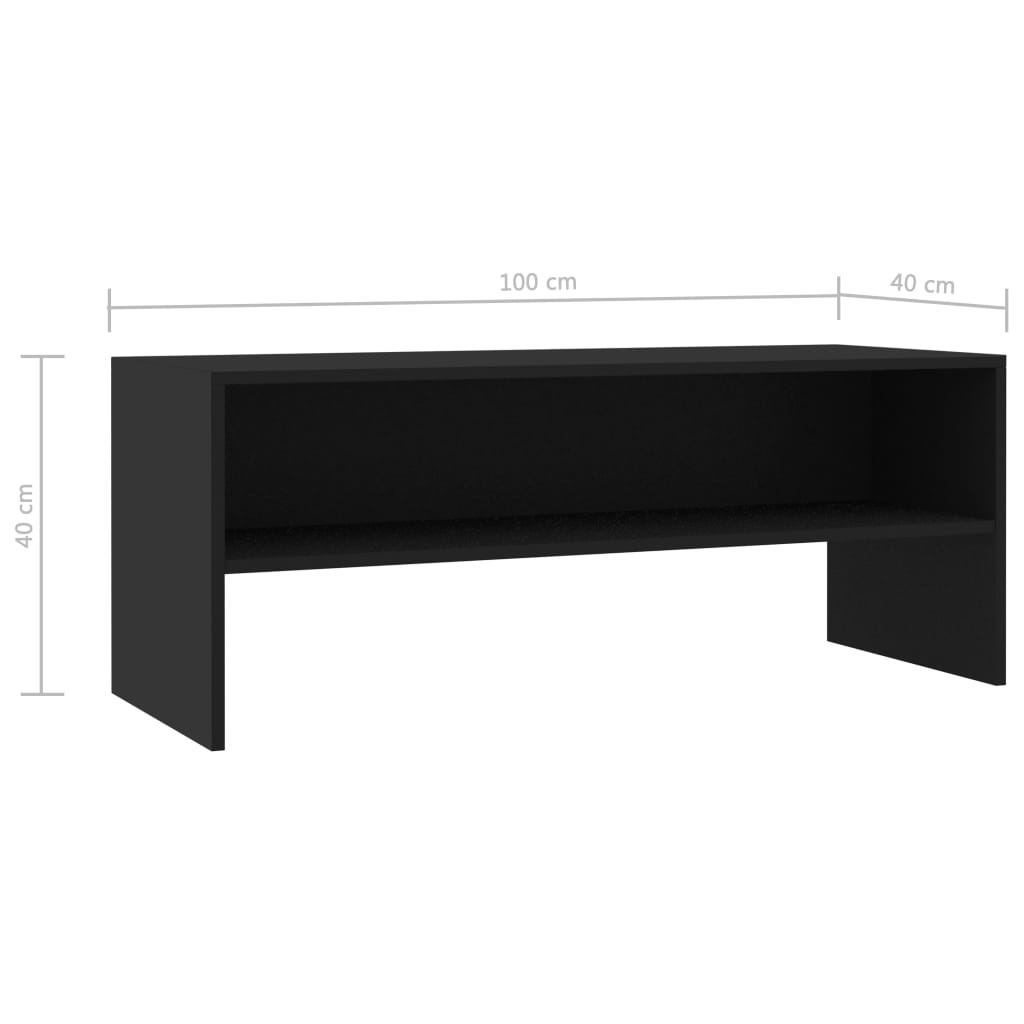Fekete forgácslap tv-szekrény 100 x 40 x 40 cm Fekete forgácslap tv-szekrény 100 x 40 x 40 cm