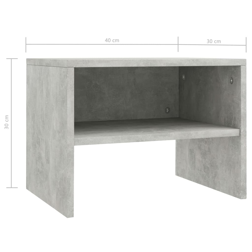 2 db betonszürke szerelt fa éjjeliszekrény 40 x 30 x 30 cm