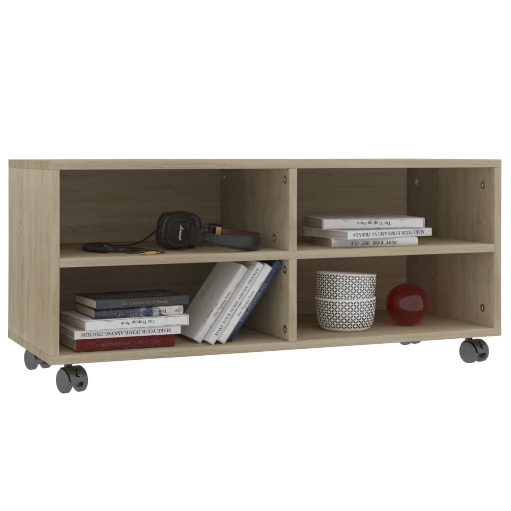 Sonoma színű forgácslap tv-szekrény görgőkkel 90 x 35 x 35 cm Sonoma színű forgácslap tv-szekrény görgőkkel 90 x 35 x 35 cm