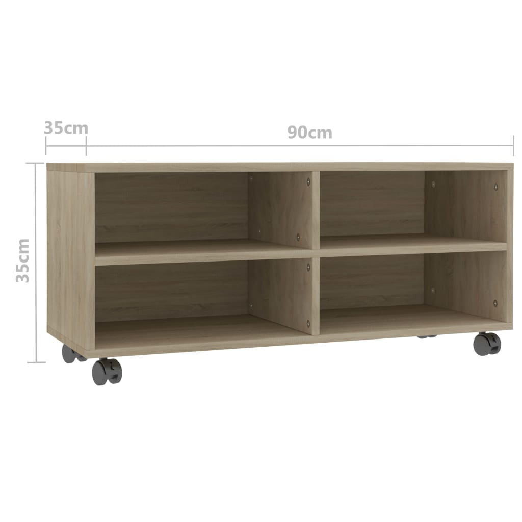 Sonoma színű forgácslap tv-szekrény görgőkkel 90 x 35 x 35 cm Sonoma színű forgácslap tv-szekrény görgőkkel 90 x 35 x 35 cm