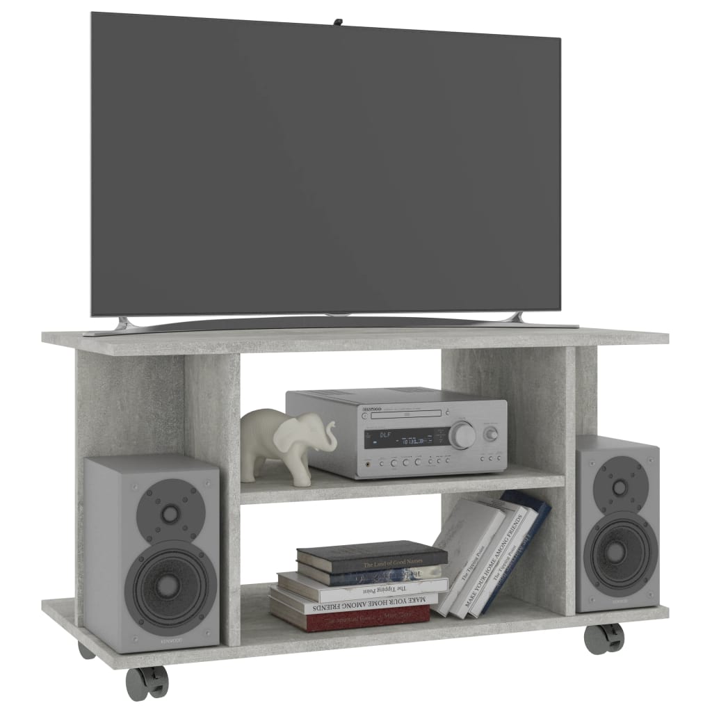 Betonszürke forgácslap tv-szekrény görgőkkel 80 x 40 x 40 cm Betonszürke forgácslap tv-szekrény görgőkkel 80 x 40 x 40 cm