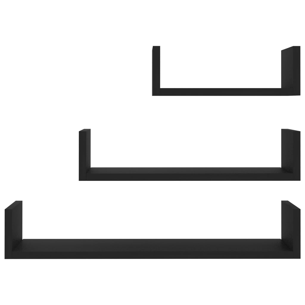 3 db fekete forgácslap bemutatópolc