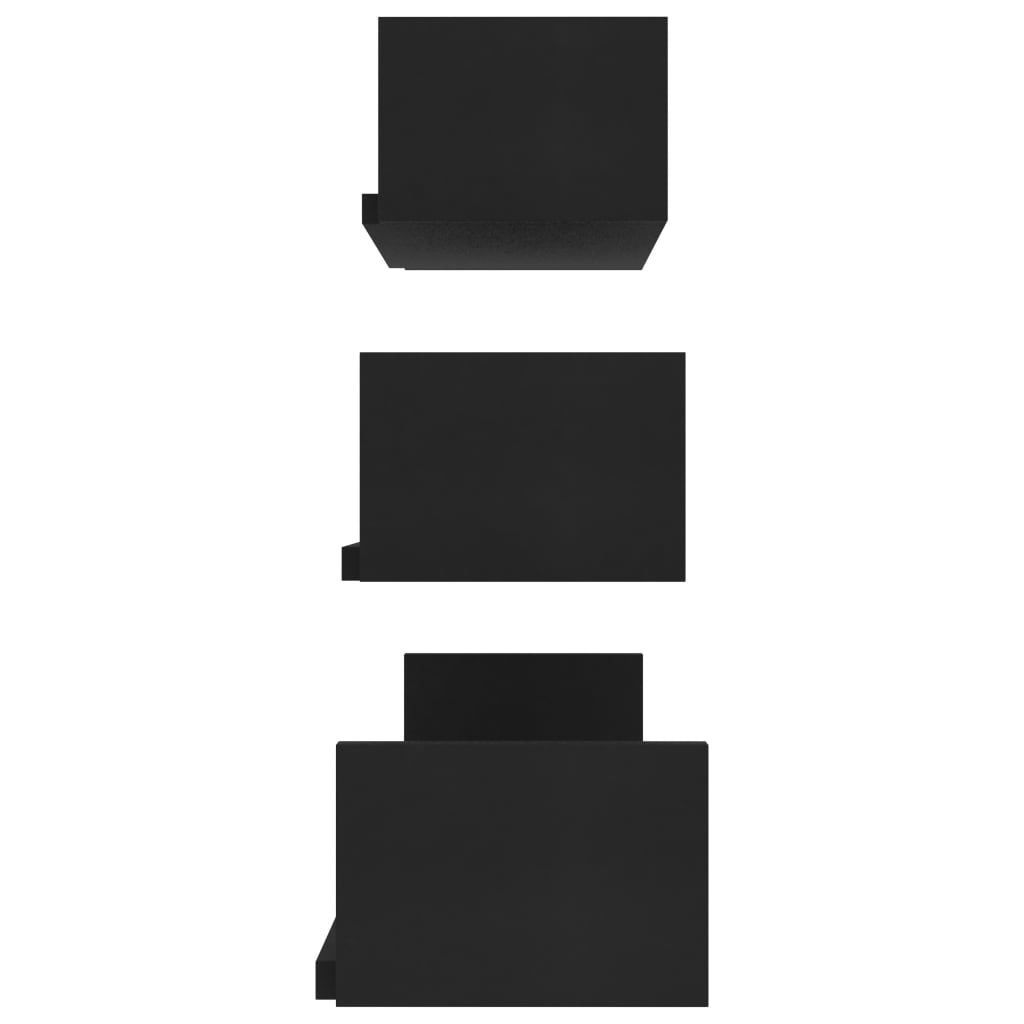 3 db fekete forgácslap bemutatópolc