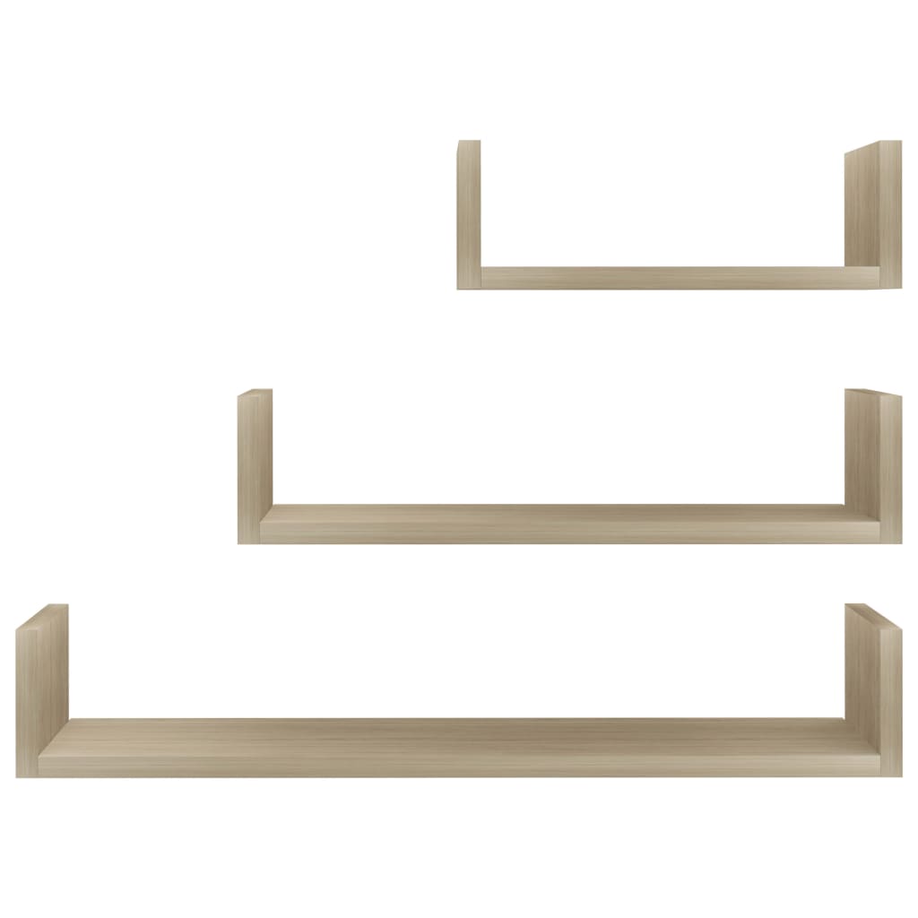 3 db sonoma tölgy színű forgácslap bemutatópolc