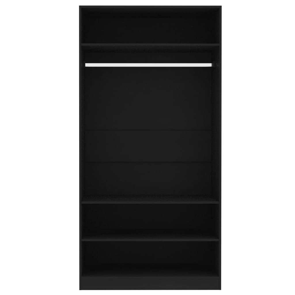Fekete forgácslap ruhásszekrény 100 x 50 x 200 cm