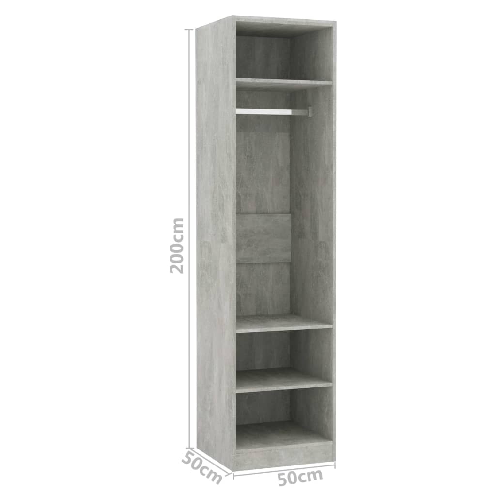Betonszürke forgácslap ruhásszekrény 50 x 50 x 200 cm Betonszürke forgácslap ruhásszekrény 50 x 50 x 200 cm
