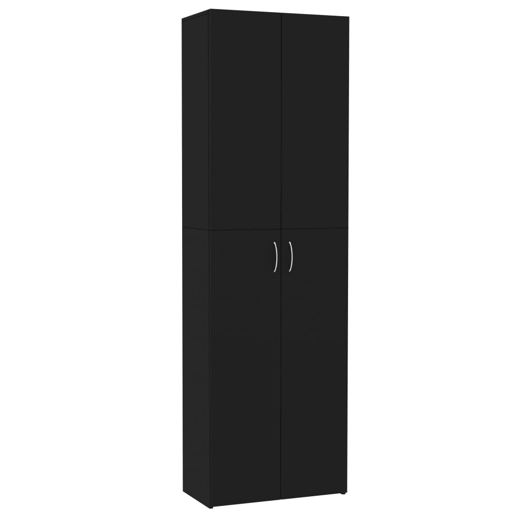 Fekete forgácslap irodai szekrény 60 x 32 x 190 cm