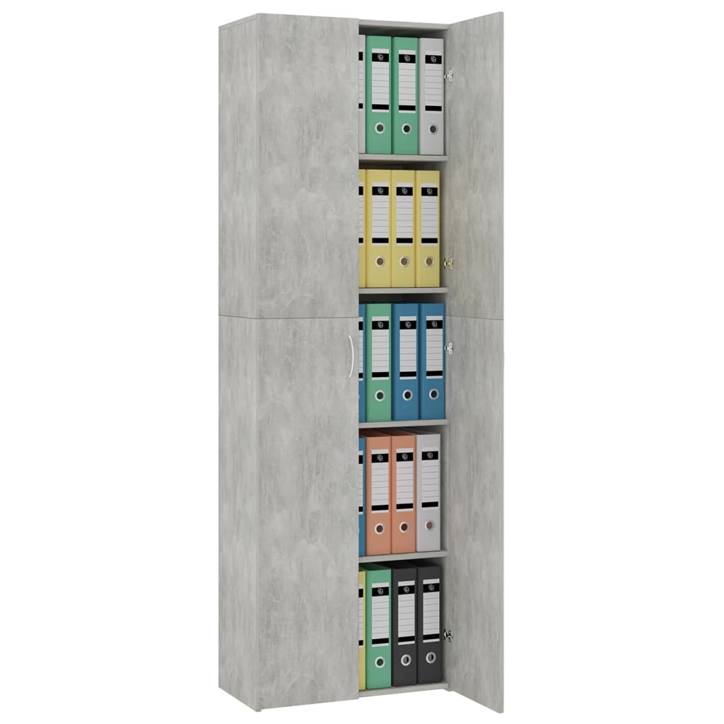 Betonszürke forgácslap irodai szekrény 60 x 32 x 190 cm