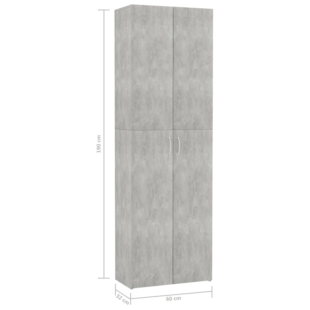Betonszürke forgácslap irodai szekrény 60 x 32 x 190 cm