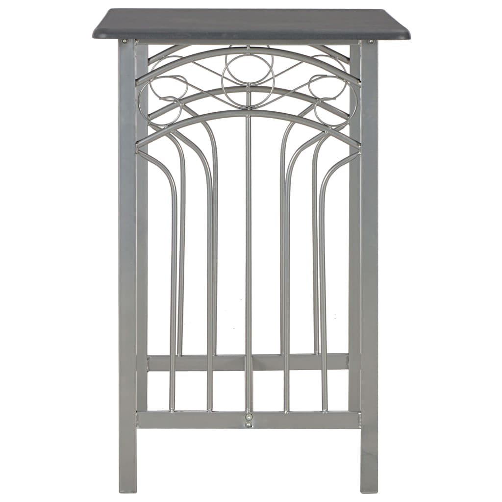 3 darabos antracitszürke fa és acél bárszett