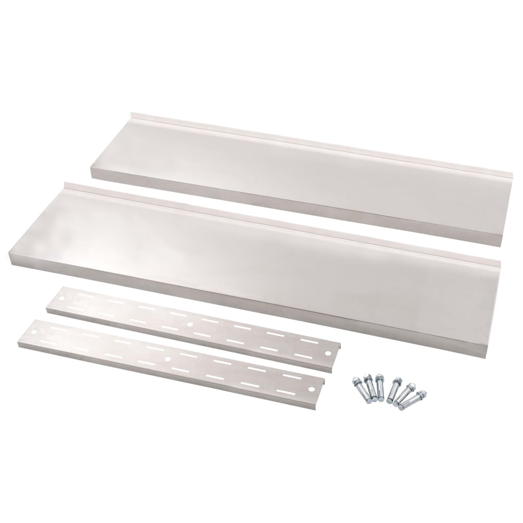 Kétszintes rozsdamentes acél falra szerelhető fali polc 120 x 30 cm