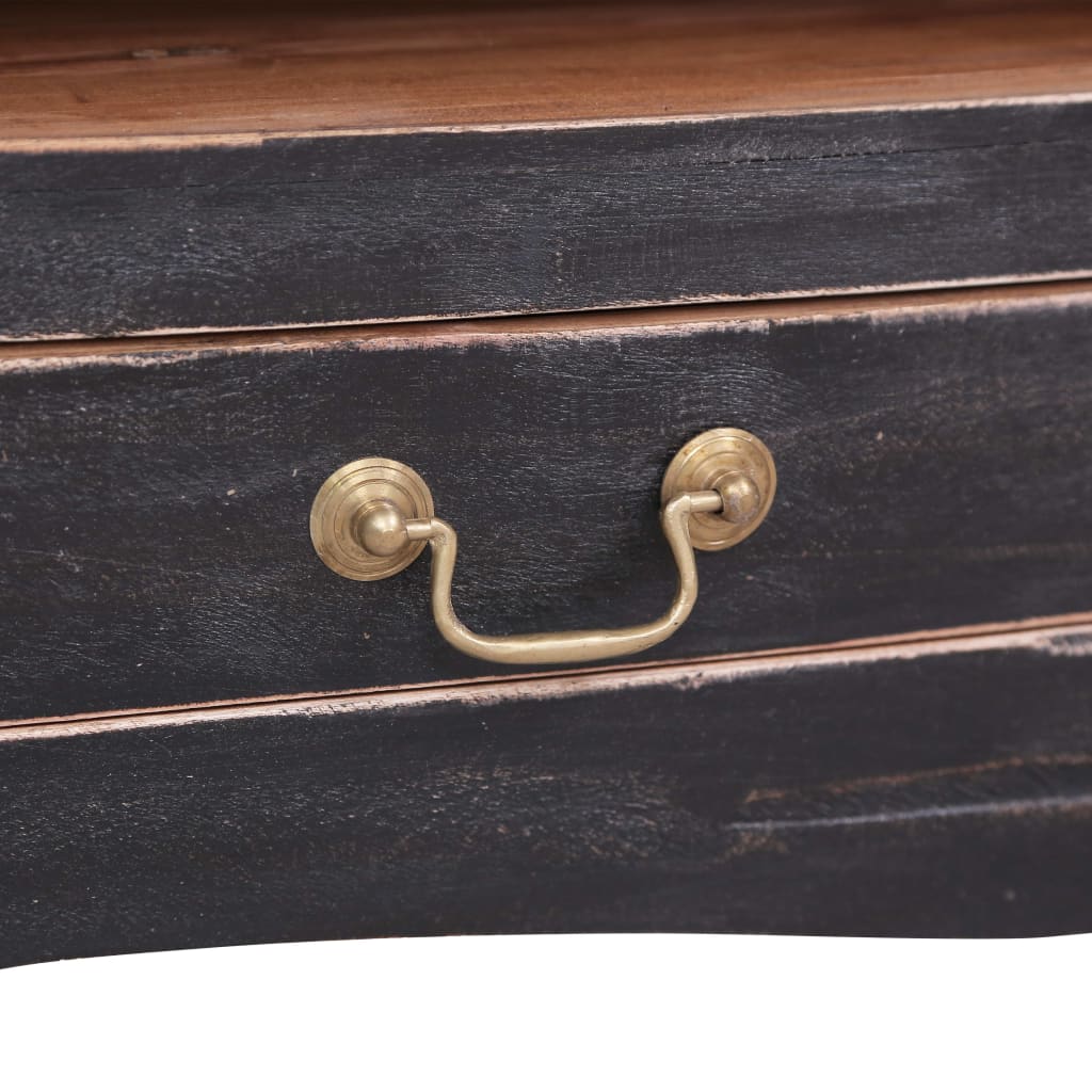 Fekete tömör újrahasznosított fa tv-szekrény 120 x 30 x 40 cm