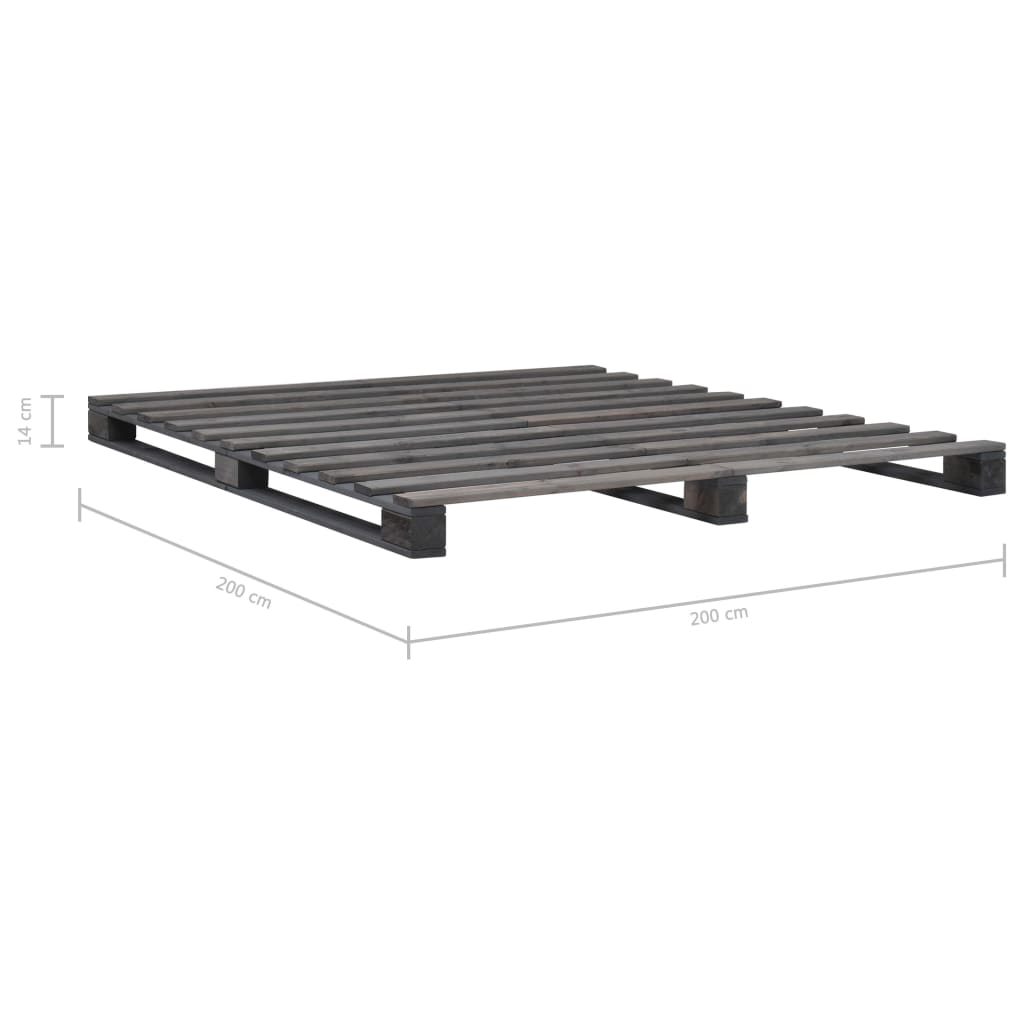 Szürke tömör fenyőfa raklap ágykeret 200 x 200 cm Szürke tömör fenyőfa raklap ágykeret 200 x 200 cm