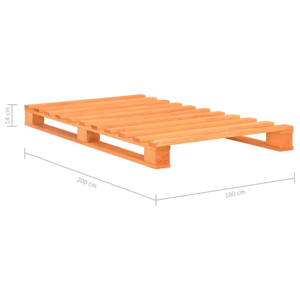 Barna tömör fenyőfa raklap ágykeret 100 x 200 cm Barna tömör fenyőfa raklap ágykeret 100 x 200 cm