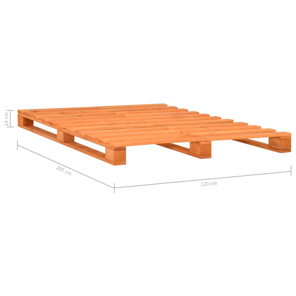 Barna tömör fenyőfa raklap ágykeret 120 x 200 cm Barna tömör fenyőfa raklap ágykeret 120 x 200 cm