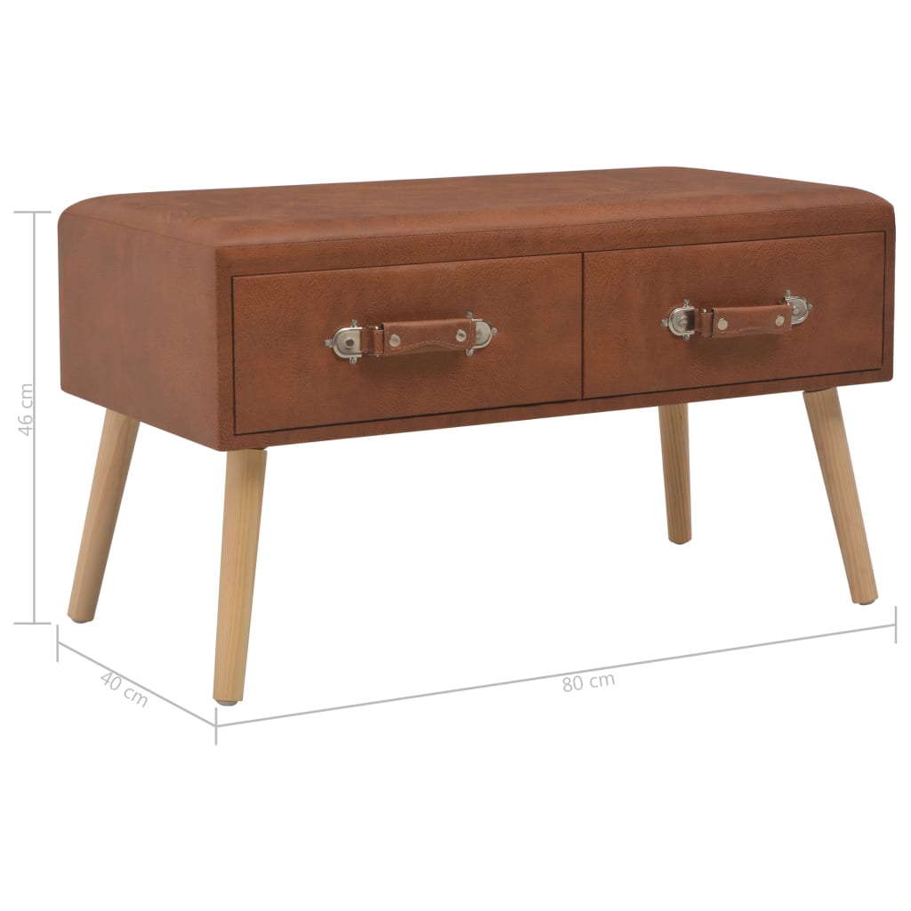 Barna műbőr pad fiókokkal 80 cm Barna műbőr pad fiókokkal 80 cm