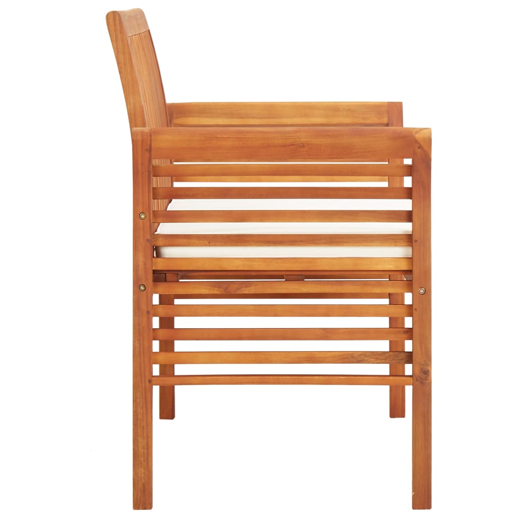 Kétszemélyes tömör akácfa kerti pad párnával 120 cm