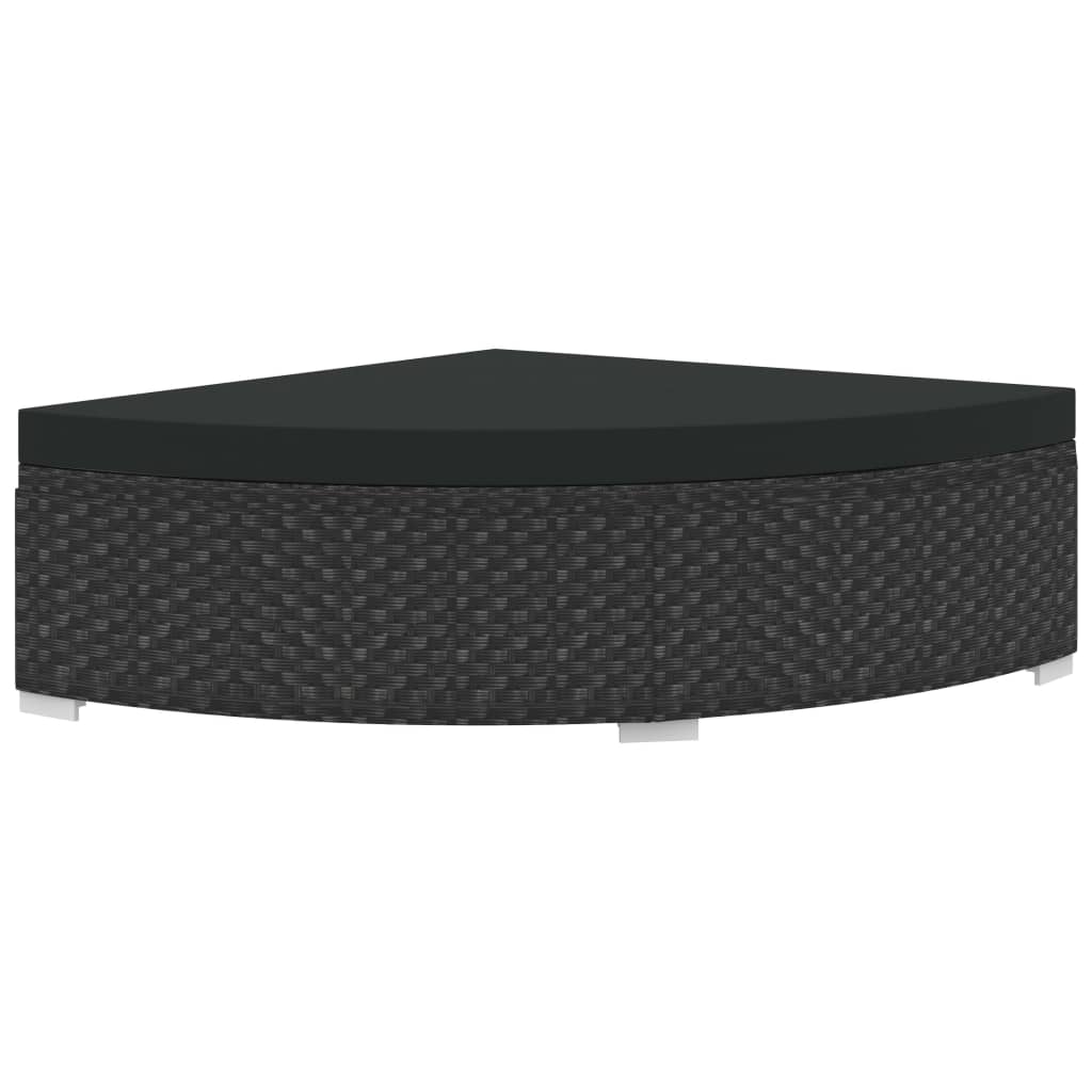 6-részes fekete polyrattan kerti bútorszett párnákkal