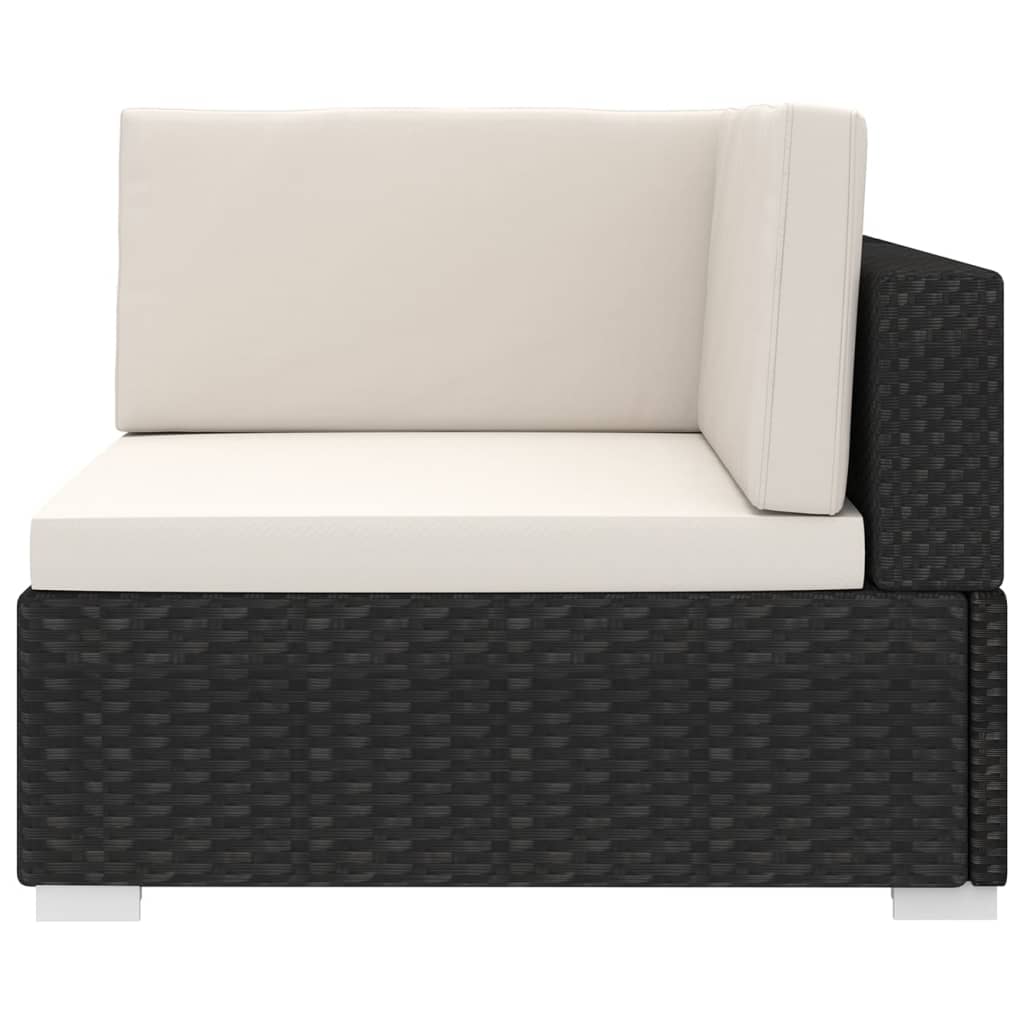 1 db fekete polyrattan moduláris sarokfotel párnákkal 1 db fekete polyrattan moduláris sarokfotel párnákkal
