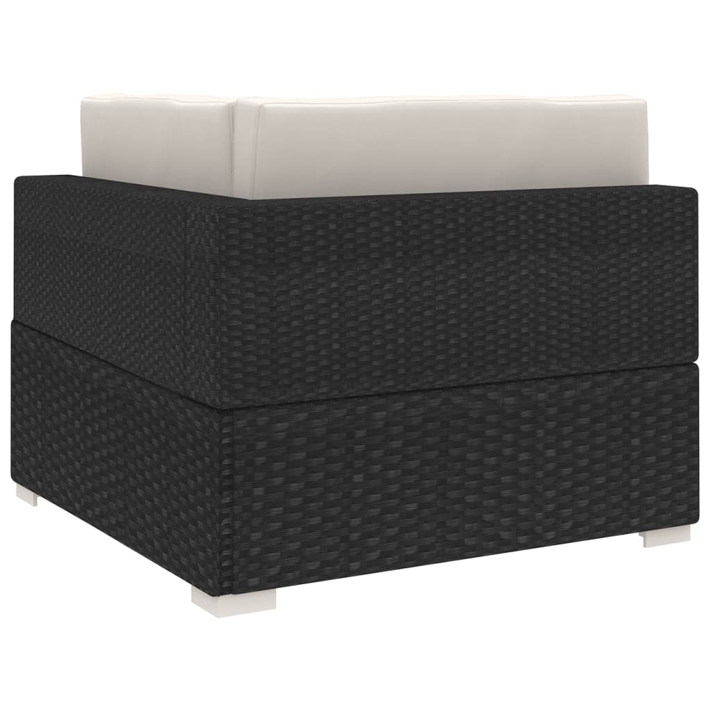 1 db fekete polyrattan moduláris sarokfotel párnákkal 1 db fekete polyrattan moduláris sarokfotel párnákkal