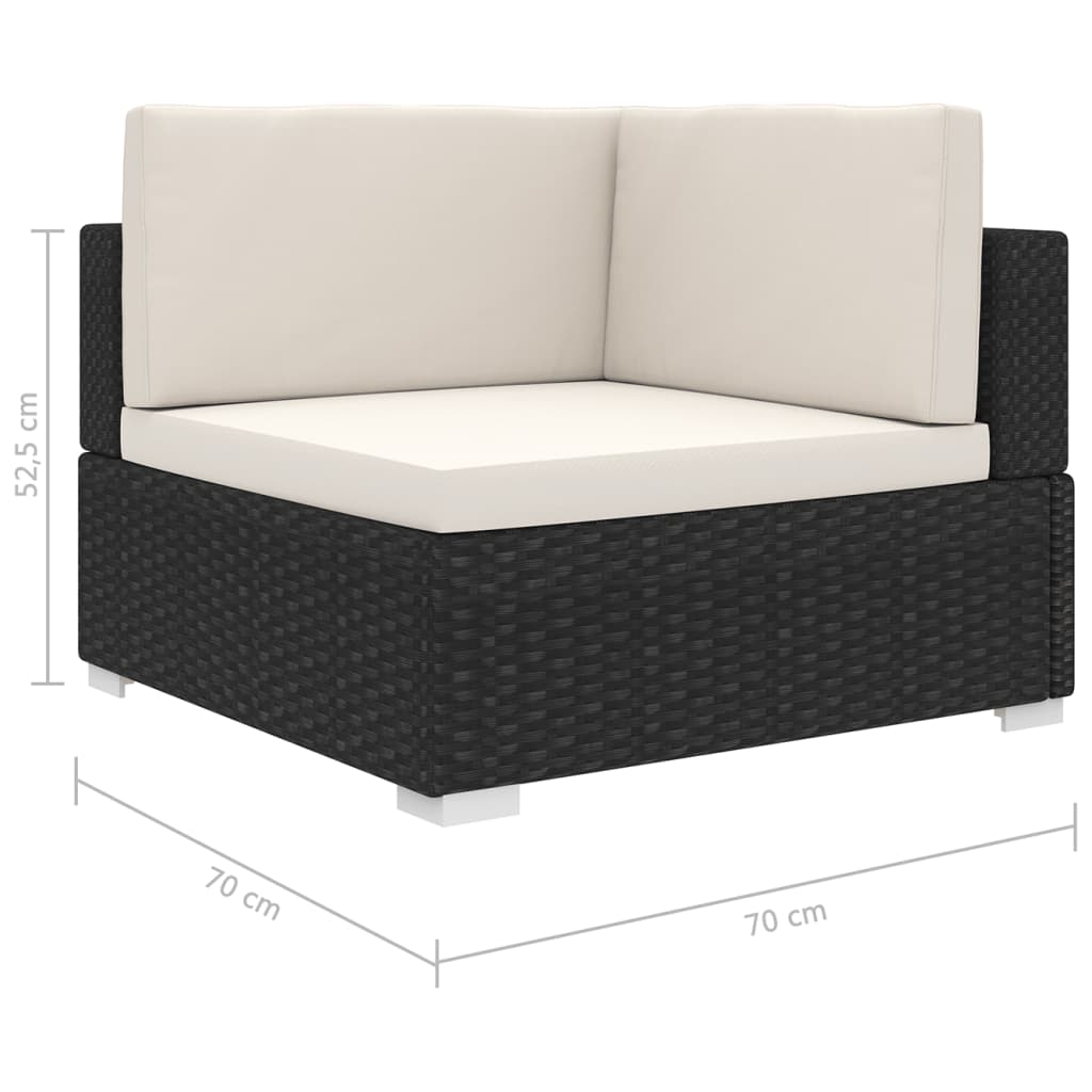 1 db fekete polyrattan moduláris sarokfotel párnákkal 1 db fekete polyrattan moduláris sarokfotel párnákkal