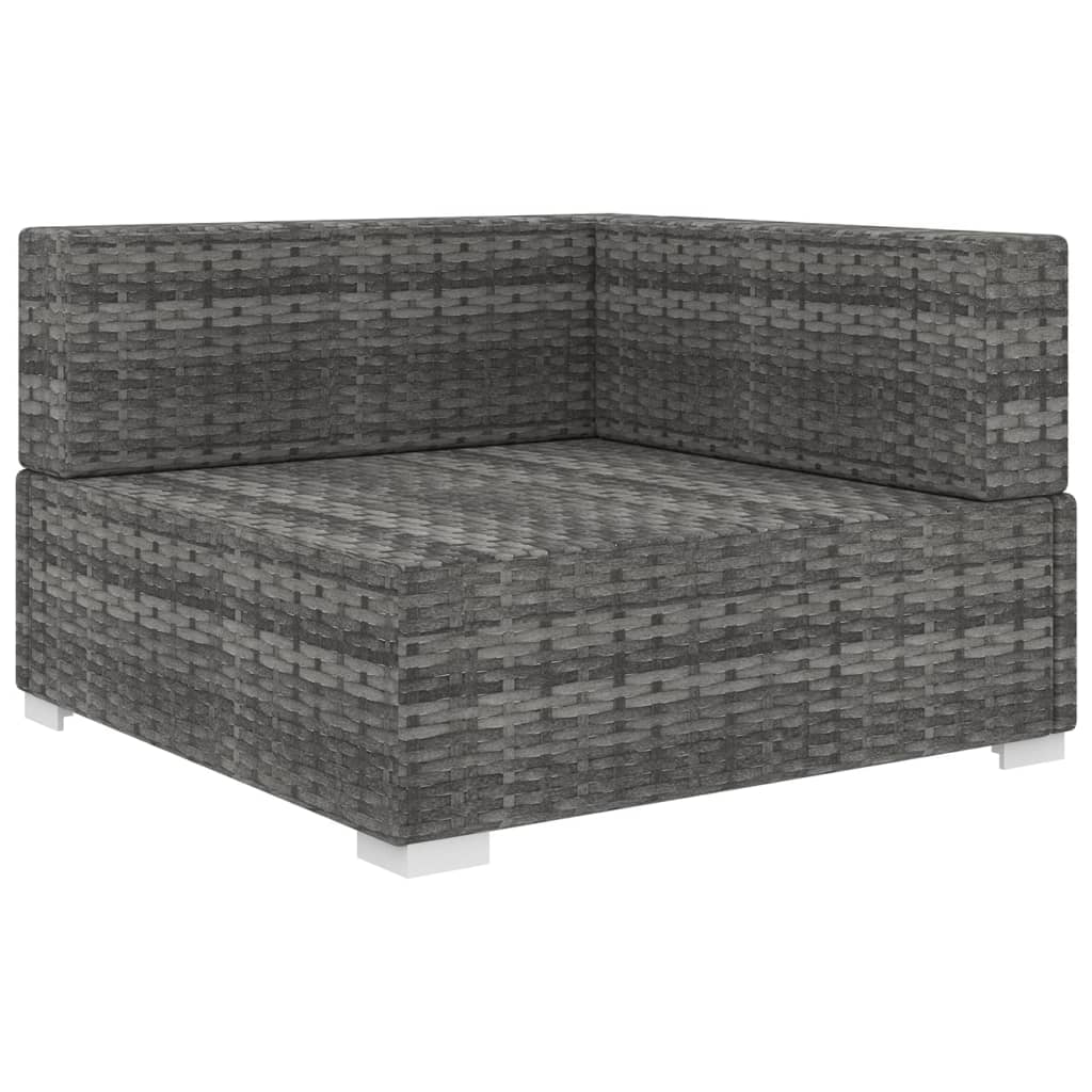 1 db szürke polyrattan moduláris sarokfotel párnákkal